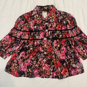 Maeve dark floral cropped blouse